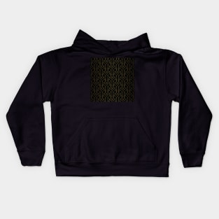 Black and Gold Fine Line Vintage Art Deco Geometric Pattern Kids Hoodie